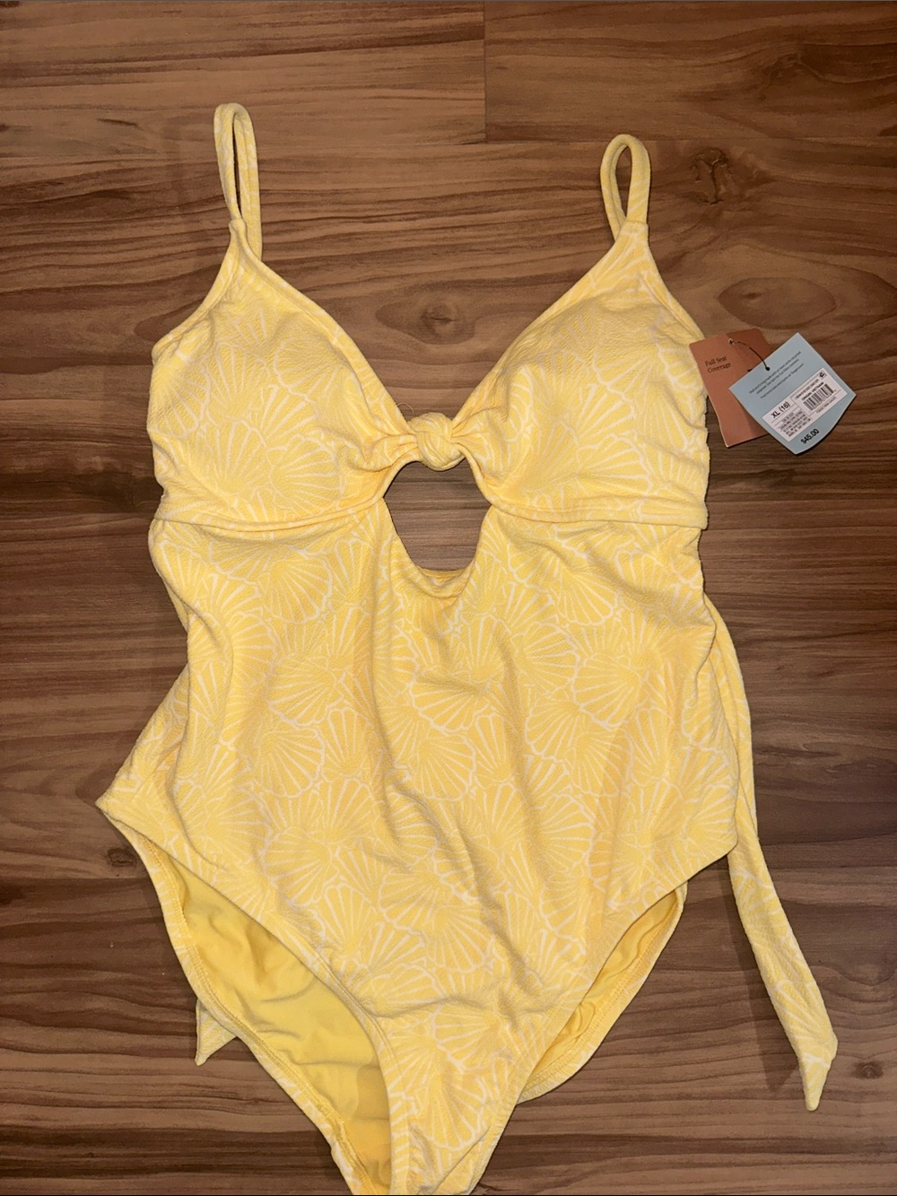 Shade & Shore Yellow Knot-Front One-Piece Swimsuit